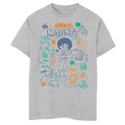 Licensed Character Disney's Encanto Boys 8-20 Animal Magnet Line Art Collage Graphic Tee, Boy's, Size: Small, Grey