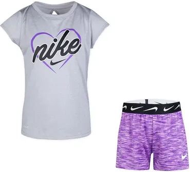 Nike Girls 4-6x Nike Tee & Space Dye Short Set, Girl's, Drk Purple