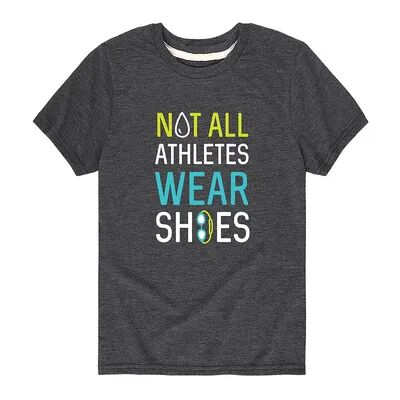 Licensed Character Boys 8-20 Swim Team Not All Athletes Wear Shoes Graphic Tee, Boy's, Size: XL, Dark Grey