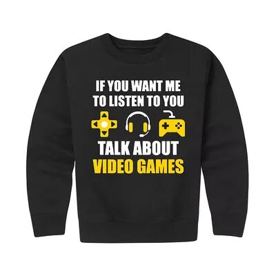Licensed Character Boys 8-20 Talk About Video Games Graphic Fleece Sweatshirt, Boy's, Size: Large, Black
