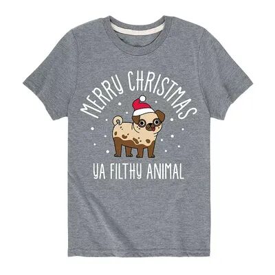 Licensed Character Boys 8-20 Merry Christmas Filthy Animal Graphic Tee, Boy's, Size: Small, Med Grey