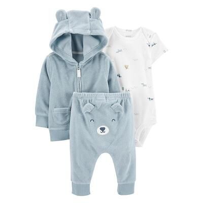 Carter's Baby Boy Carter's 3-Piece Bear Little Cardigan Set, Infant Boy's, Size: 3 Months, Med Blue