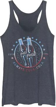 Licensed Character Juniors' Coca-Cola Always Coca Cola Collage Racerback Tri-blend Tank, Girl's, Size: XXL, Blue