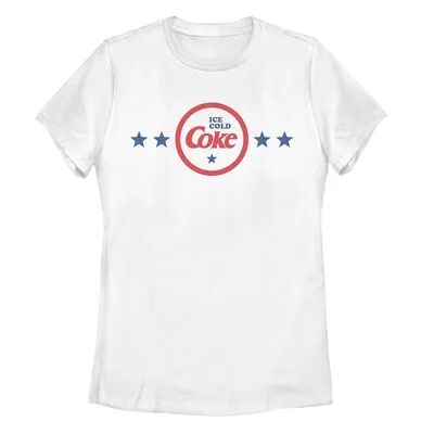 Licensed Character Juniors' Coca-Cola Ice Cold Coke And Stars Tee, Girl's, Size: Medium, White