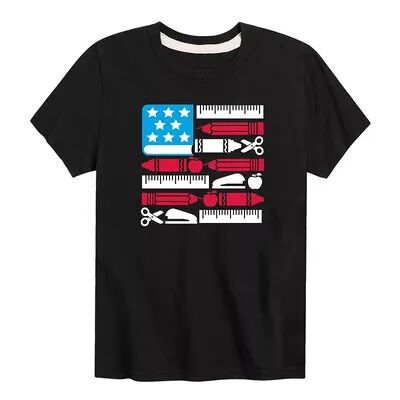 Vans Boys 8-20 Americana School Supplies Graphic Tee, Boy's, Size: Small, Black