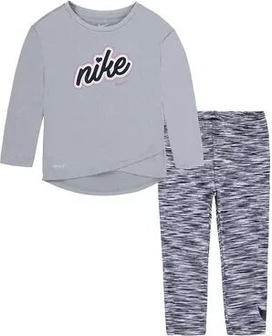 Nike Toddler Girl Nike Logo Graphic Crossover Tunic & Space Dye Leggings Set, Toddler Girl's, Size: 3T, Grey