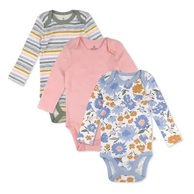 HONEST BABY CLOTHING Baby Girl HONEST BABY CLOTHING Organic 3-Pack Long Sleeve Bodysuits, Infant Girl's, Size: 12 Months, Light Blue