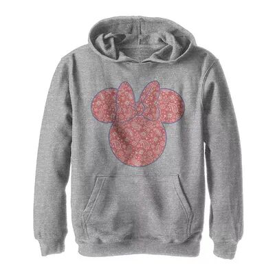 Disney Boys 8-20 Disney Mickey & Friends Minnie Mouse Red Paisley Fill Graphic Hoodie, Boy's, Size: Small, Grey