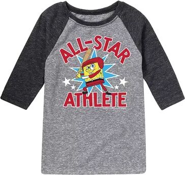 Nickelodeon Boys 8-20 Spongebob All Star Athlete Raglan Graphic Tee, Boy's, Size: Small, Grey