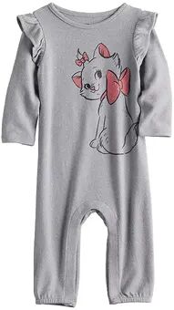 Disney s Aristocats Marie Baby Girl Ruffle-Sleeve Jumpsuit by Jumping Beans , Infant Girl's, Size: Newborn, Light Grey