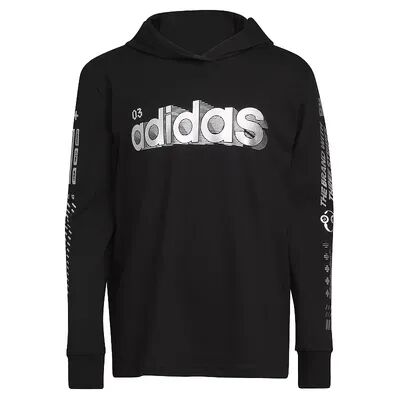 adidas Boys 8-20 adidas Exit Game On Hooded Tee, Boy's, Size: XL, Grey