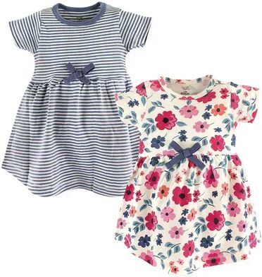 Touched by Nature Baby and Toddler Girl Organic Cotton Short-Sleeve Dresses 2pk, Garden Floral, Toddler Girl's, Size: 3-6 Months, Brt Blue