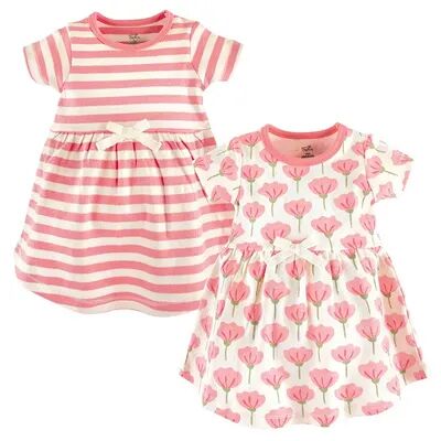 Touched by Nature Baby and Toddler Girl Organic Cotton Short-Sleeve Dresses 2pk, Tulip, Toddler Girl's, Size: 0-3 Months, Med Pink
