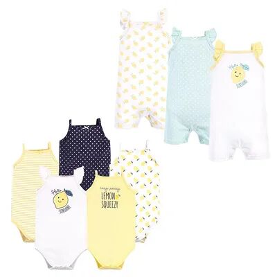 Hudson Baby Infant Girl Cotton Bodysuits and Rompers, 8-Piece, Lemon, Infant Girl's, Size: 9-12Months, Yellow