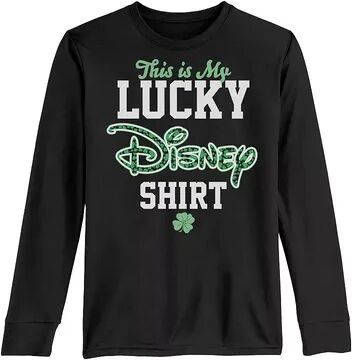 Licensed Character Disney Boys 8-20 St. Patrick's Day This Is My Lucky Disney Shirt Long Sleeve Graphic Tee, Boy's, Size: Small, Black