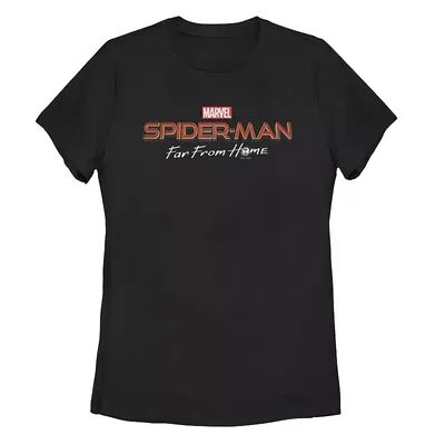 Licensed Character Juniors' Marvel Spider-Man Far From Home Movie Logo Tee Shirt, Girl's, Size: XL, Black