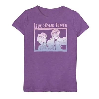 Licensed Character Disney's Frozen 2 Elsa & Anna Girls 6-16 Live Your Truth Gradient Top, Girl's, Size: Large, Purple