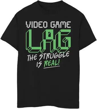 Unbranded Boys 8-20 Video Game Lag Is A Struggle Graphic Tee, Boy's, Size: XS, Black