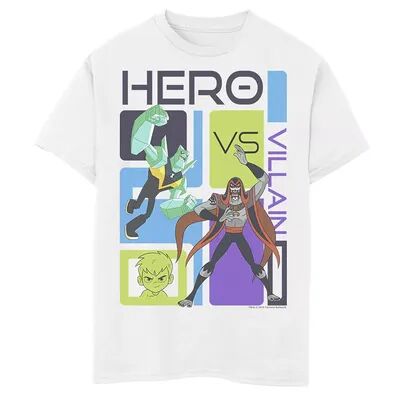 Licensed Character Boys 8-20 CN Ben 10 Hero VS Villain Portrait Panel Tee, Boy's, Size: XS, White