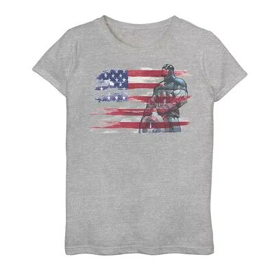 Marvel Girls 7-16 Marvel Captain America Stand to Honor Tee, Girl's, Size: Small, Grey