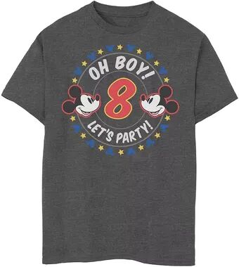 Disney s Mickey & Friends Boys 8-20 Oh Boy Let's Party 8th Birthday Graphic Tee, Boy's, Size: Small, Dark Grey