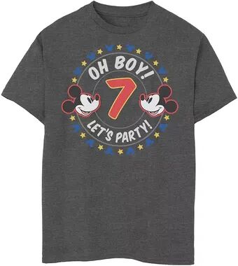 Disney s Mickey & Friends Boys 8-20 Oh Boy Let's Party 7th Birthday Graphic Tee, Boy's, Size: XS, Dark Grey