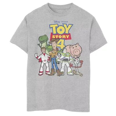 Disney / Pixar Toy Story 4 Boys 8-20 New Group Shot Movie Logo Poster Graphic Tee, Boy's, Size: Large, Med Grey