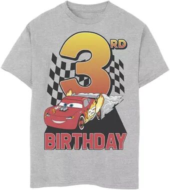 Licensed Character Disney Pixar's Cars Boys 8-20 Lightning McQueen 3rd Birthday Peel Out Graphic Tee, Boy's, Size: Large, Med Grey