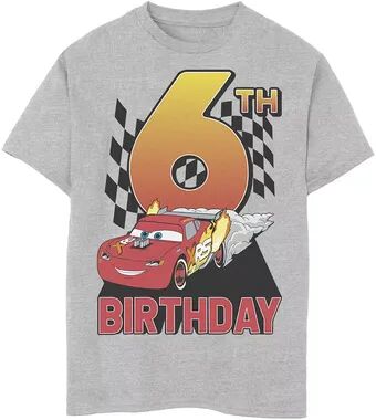 Disney / Pixar Cars Boys 8-20 Lightning McQueen 6th Birthday Peel Out Graphic Tee, Boy's, Size: XS, Med Grey