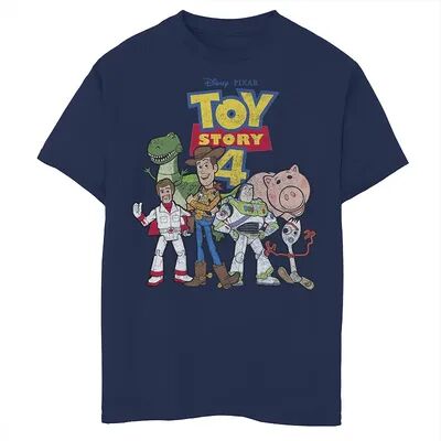 Disney / Pixar Toy Story 4 Boys 8-20 New Group Shot Movie Logo Poster Graphic Tee, Boy's, Size: Large, Blue