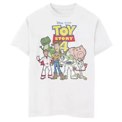 Disney / Pixar Toy Story 4 Boys 8-20 New Group Shot Movie Logo Poster Graphic Tee, Boy's, Size: Medium, White