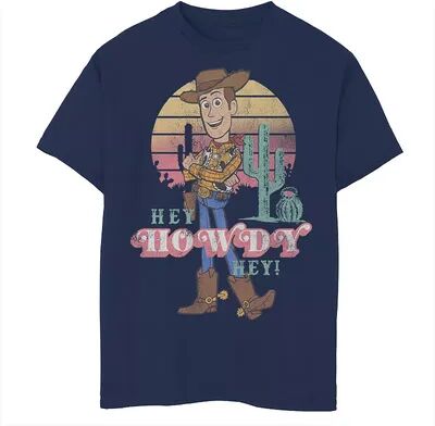 Disney / Pixar Toy Story 4 Boys 8-20 Woody Hey Howdy Hey Retro Portrait Graphic Tee, Boy's, Size: Small, Blue