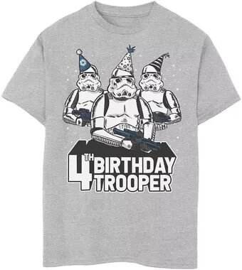 Star Wars Boys 8-20 Star Wars Stormtrooper Party Hats Trio 4th Birthday Trooper Graphic Tee, Boy's, Size: XL, Med Grey