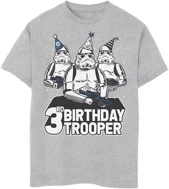 Star Wars Boys 8-20 Star Wars Stormtrooper Party Hats Trio 3rd Birthday Trooper Graphic Tee, Boy's, Size: XS, Med Grey