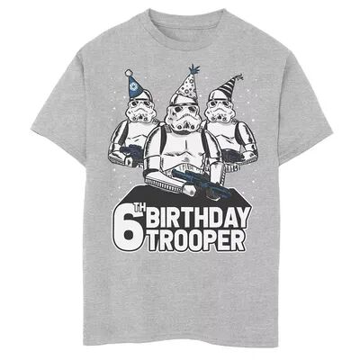 Star Wars Boys 8-20 Star Wars Stormtrooper Party Hats Trio 6th Birthday Trooper Graphic Tee, Boy's, Size: XS, Med Grey