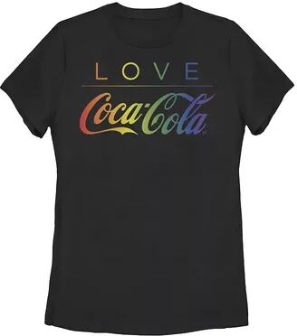 Licensed Character Juniors' Coca-Cola Pride Love Rainbow Gradient Logo Tee, Girl's, Size: Small, Black