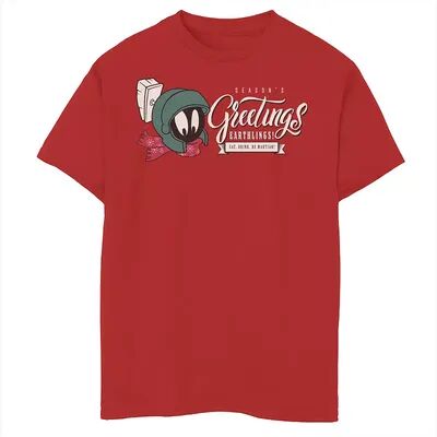 Licensed Character Boys 8-20 Looney Tunes Christmas Marvin Eat Drink Be Martian Graphic Tee, Boy's, Size: Large, Red