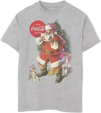 Licensed Character Boys 8-20 Coca-Cola Santa Claus Christmas Logo Graphic Tee, Boy's, Size: Medium, Grey