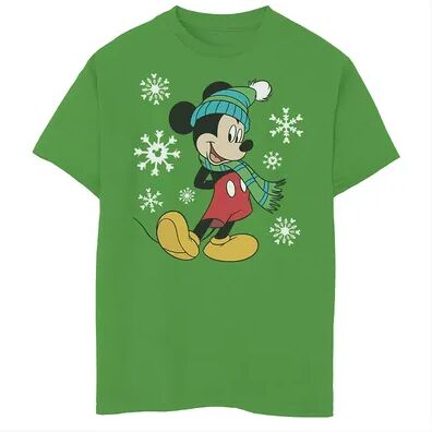 Disney s Mickey Mouse Boys 8-20 Mouse Holiday Snowflakes Portrait Christmas Graphic Tee, Boy's, Size: Medium, Green