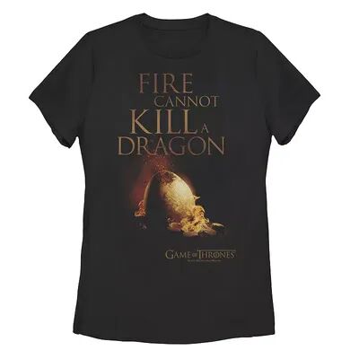Licensed Character Juniors' Game of Thrones Fire Cannot Kill A Dragon Graphic Tee, Girl's, Size: Small, Black