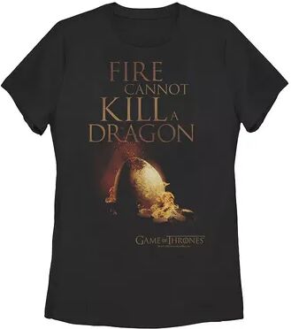 Licensed Character Juniors' Game of Thrones Fire Cannot Kill A Dragon Graphic Tee, Girl's, Size: XXL, Black