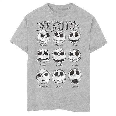 Disney s The Nightmare Before Christmas Boys 8-20 Emotional Jack Graphic Tee, Boy's, Size: XL, Grey