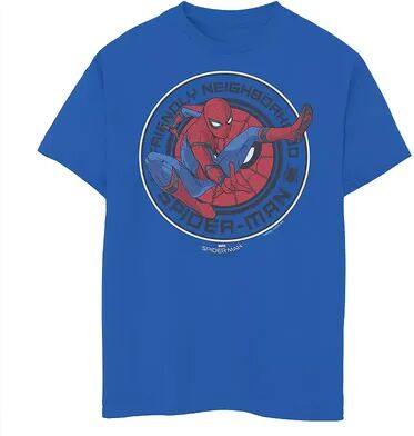 Marvel Boys 8-20 Marvel Spider-Man Homecoming Friendly Neighbor Badge Graphic Tee, Boy's, Size: Small, Med Blue