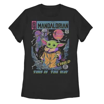 Licensed Character Juniors' Star Wars: The Mandalorian The Child Comic Book Tee, Girl's, Size: Medium, Black