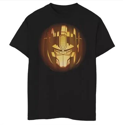 Licensed Character Boys 8-20 Transformers Optimus Prime Glowing Pumpkin Carving Portrait Graphic Tee, Boy's, Size: XS, Black