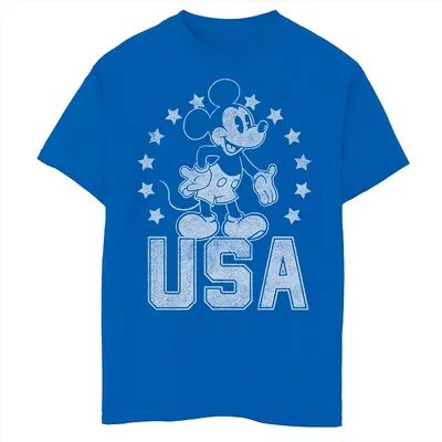 Disney Boys 8-20 Disney Mickey Usa Mickey Vintage Graphic Tee, Boy's, Size: XS, Med Blue