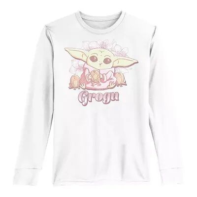 Licensed Character Boys 8-20 Star Wars The Mandalorian Grogu The Child AKA Baby Yoda Floral Portrait Tee, Boy's, Size: Large, White