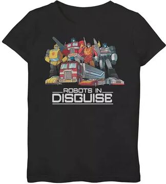 Licensed Character Girls 7-16 Transformers Group Shots Robots In Disguise Tee, Girl's, Size: Small, Black