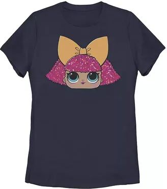 Licensed Character Juniors' LOL Surprise Glitter Queen Big Face Tee, Girl's, Size: Small, Blue