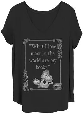 Licensed Character Juniors' Plus Disney Beauty And The Beast Book Love Tee, Girl's, Size: 1XL, Black